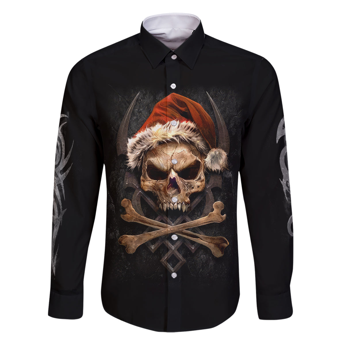 Skeleton Santa Claus Family Matching Short Sleeve Bodycon Dress and Hawaiian Shirt Scary Skeleton Santa Claus Coming - Wonder Print Shop