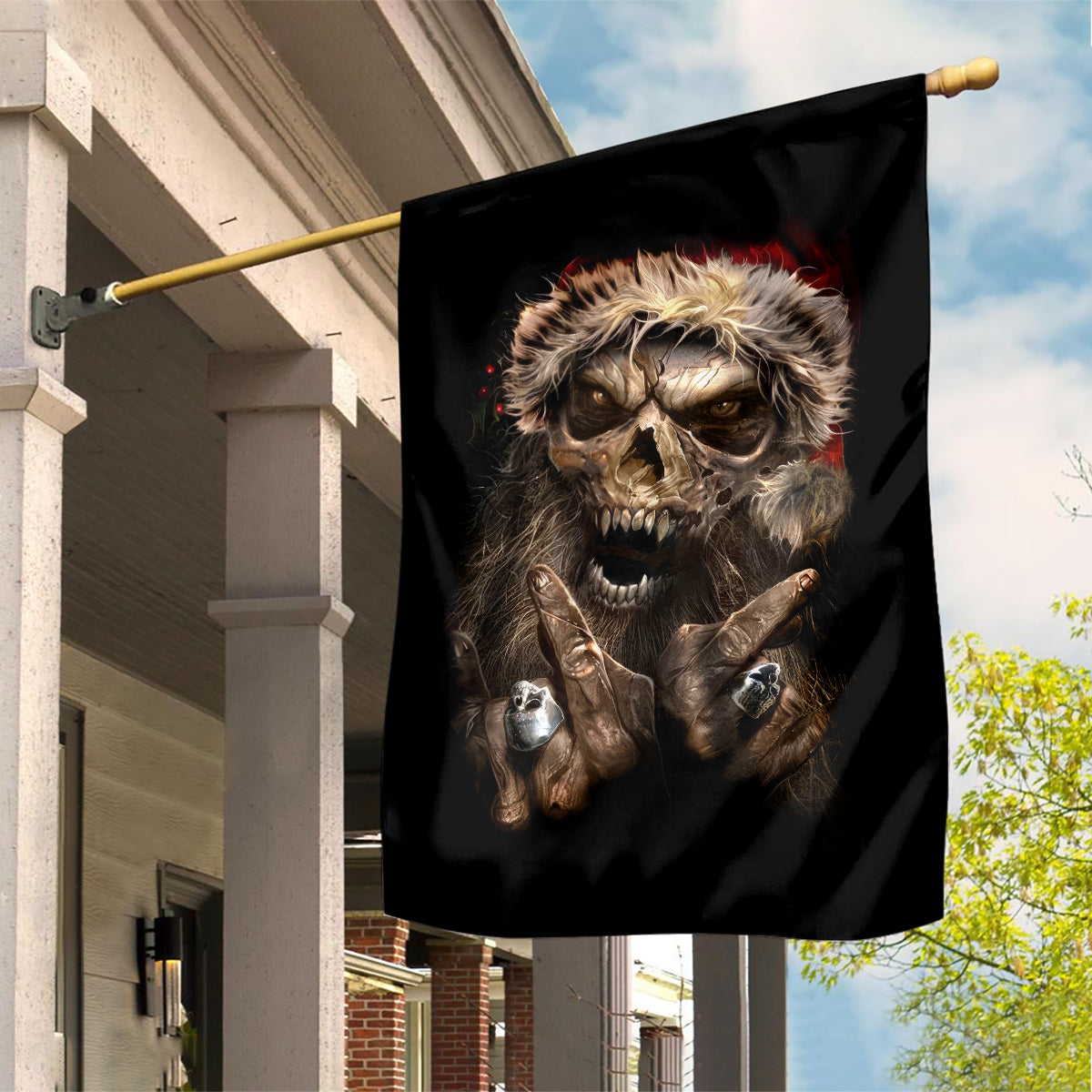 Skeleton Santa Claus Garden Flag Scary Skeleton Santa Claus Coming - Wonder Print Shop