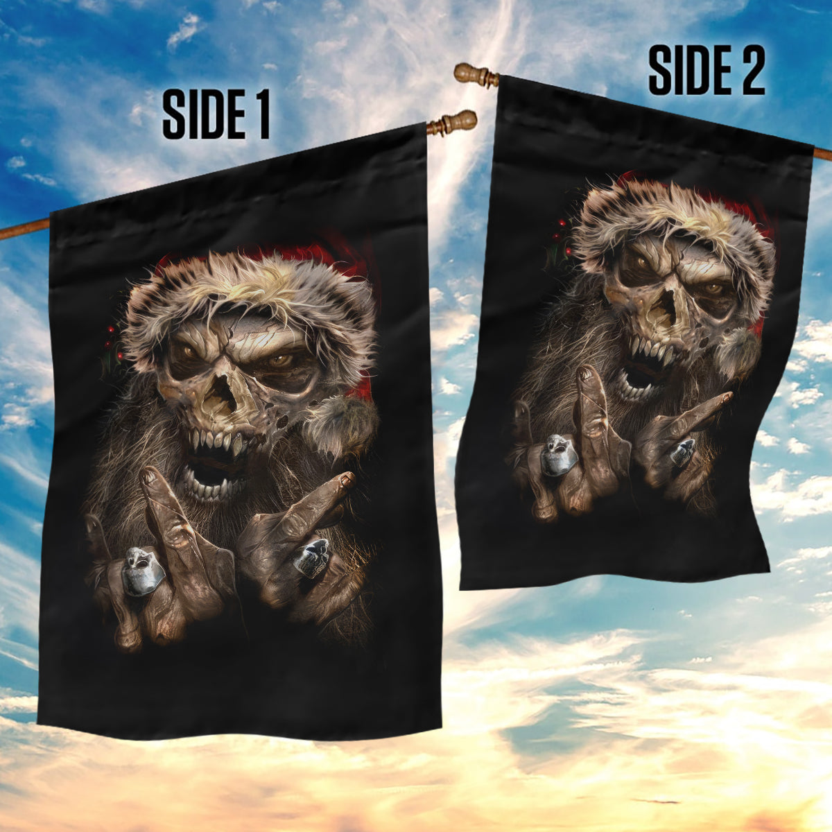 Skeleton Santa Claus Garden Flag Scary Skeleton Santa Claus Coming - Wonder Print Shop