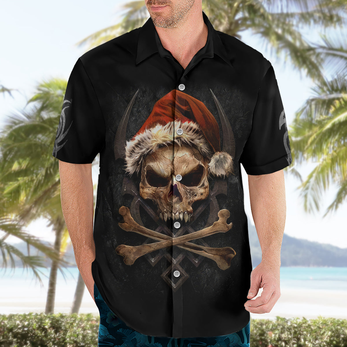Skeleton Santa Claus Hawaiian Shirt Scary Skeleton Santa Claus Coming - Wonder Print Shop
