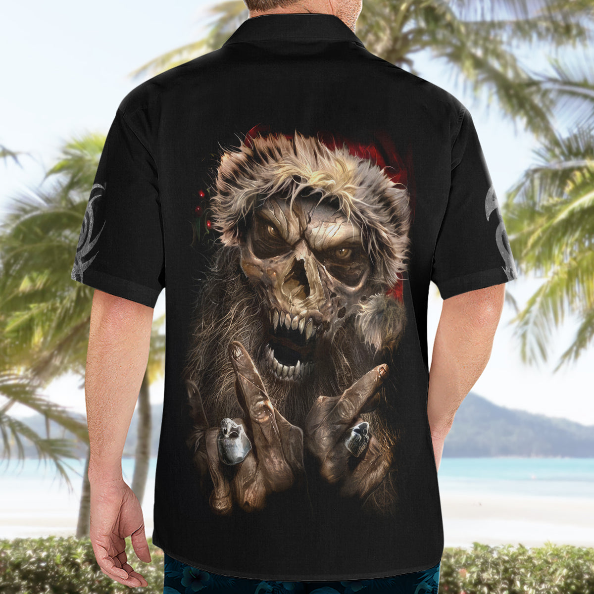 Skeleton Santa Claus Hawaiian Shirt Scary Skeleton Santa Claus Coming - Wonder Print Shop