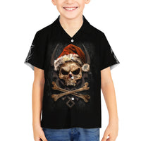 Skeleton Santa Claus Kid Hawaiian Shirt Scary Skeleton Santa Claus Coming - Wonder Print Shop