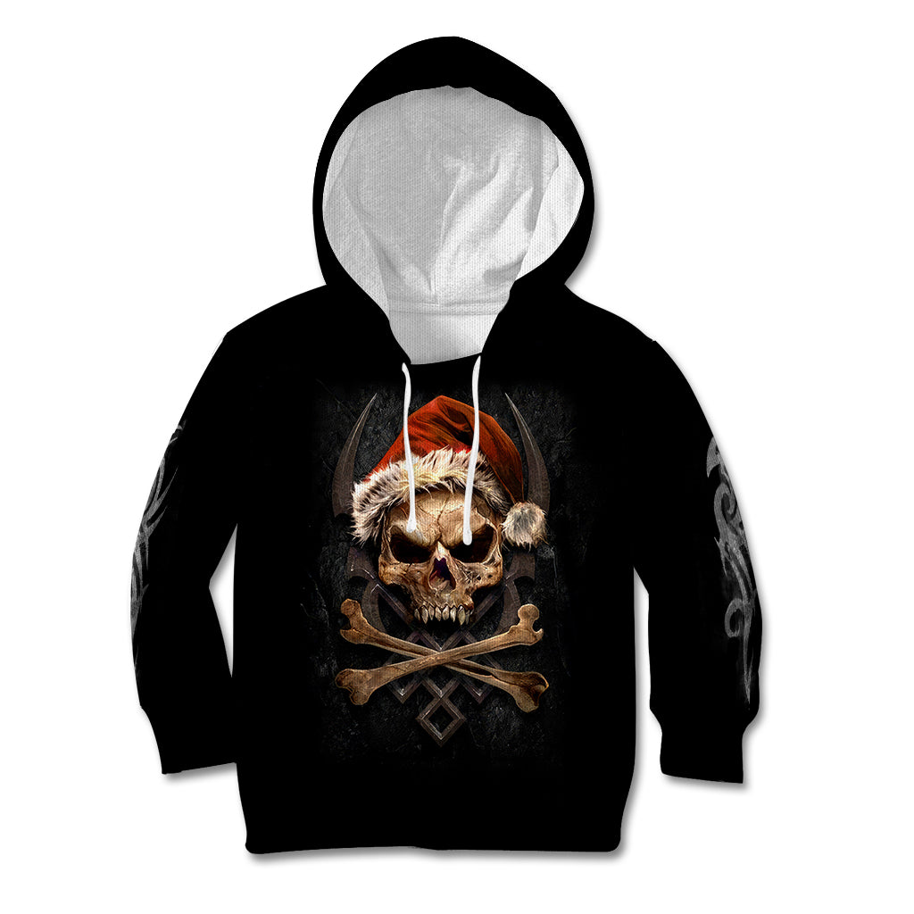 Skeleton Santa Claus Kid Hoodie Scary Skeleton Santa Claus Coming - Wonder Print Shop