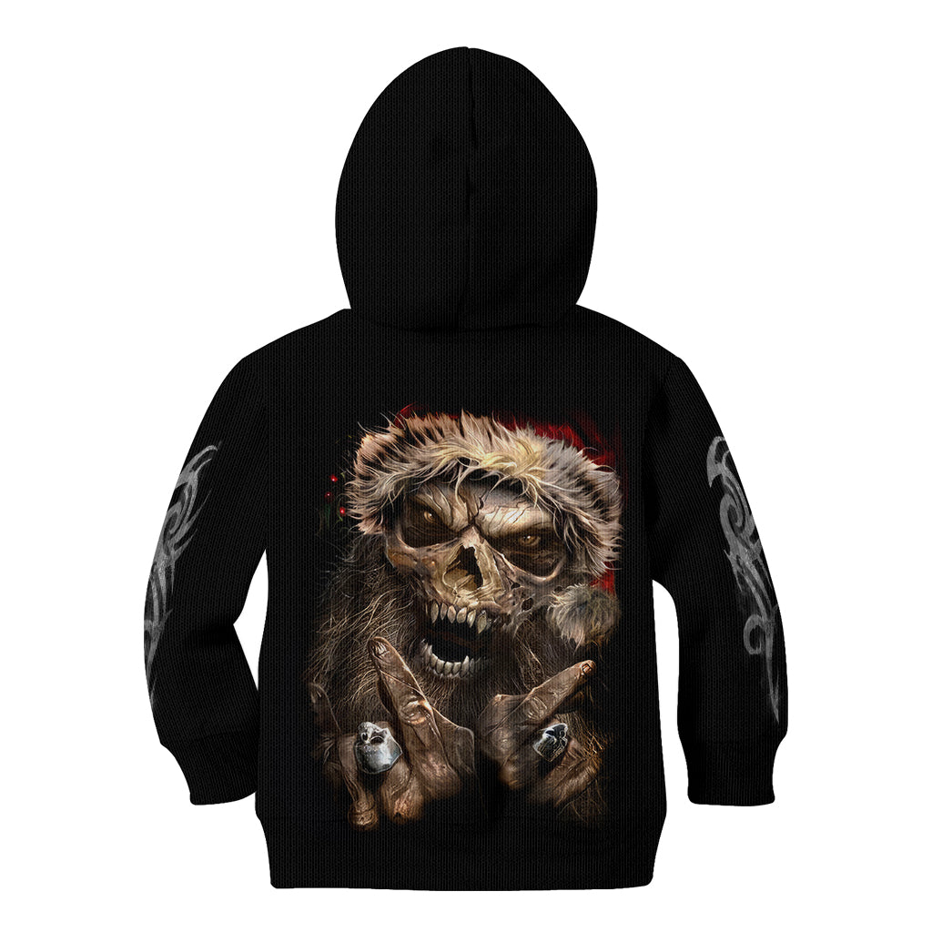 Skeleton Santa Claus Kid Hoodie Scary Skeleton Santa Claus Coming - Wonder Print Shop