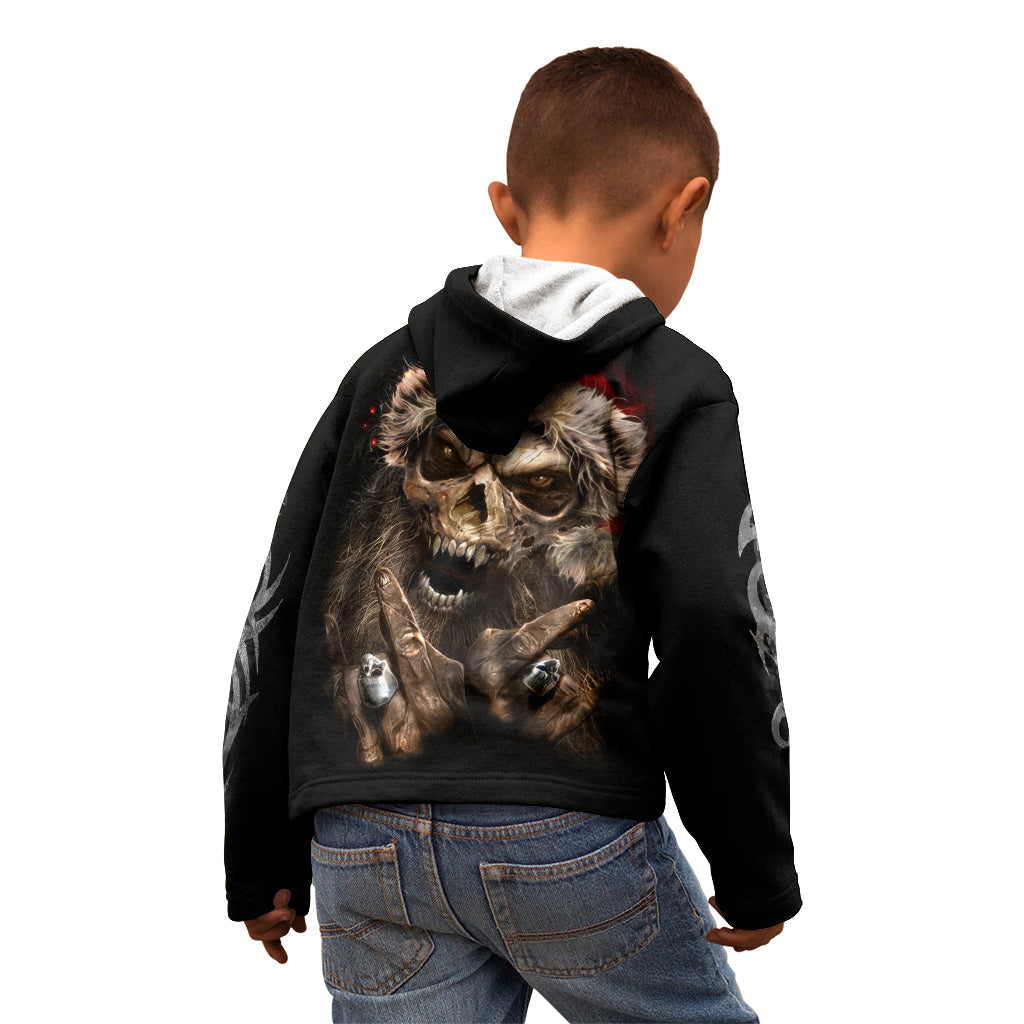 Skeleton Santa Claus Kid Hoodie Scary Skeleton Santa Claus Coming - Wonder Print Shop