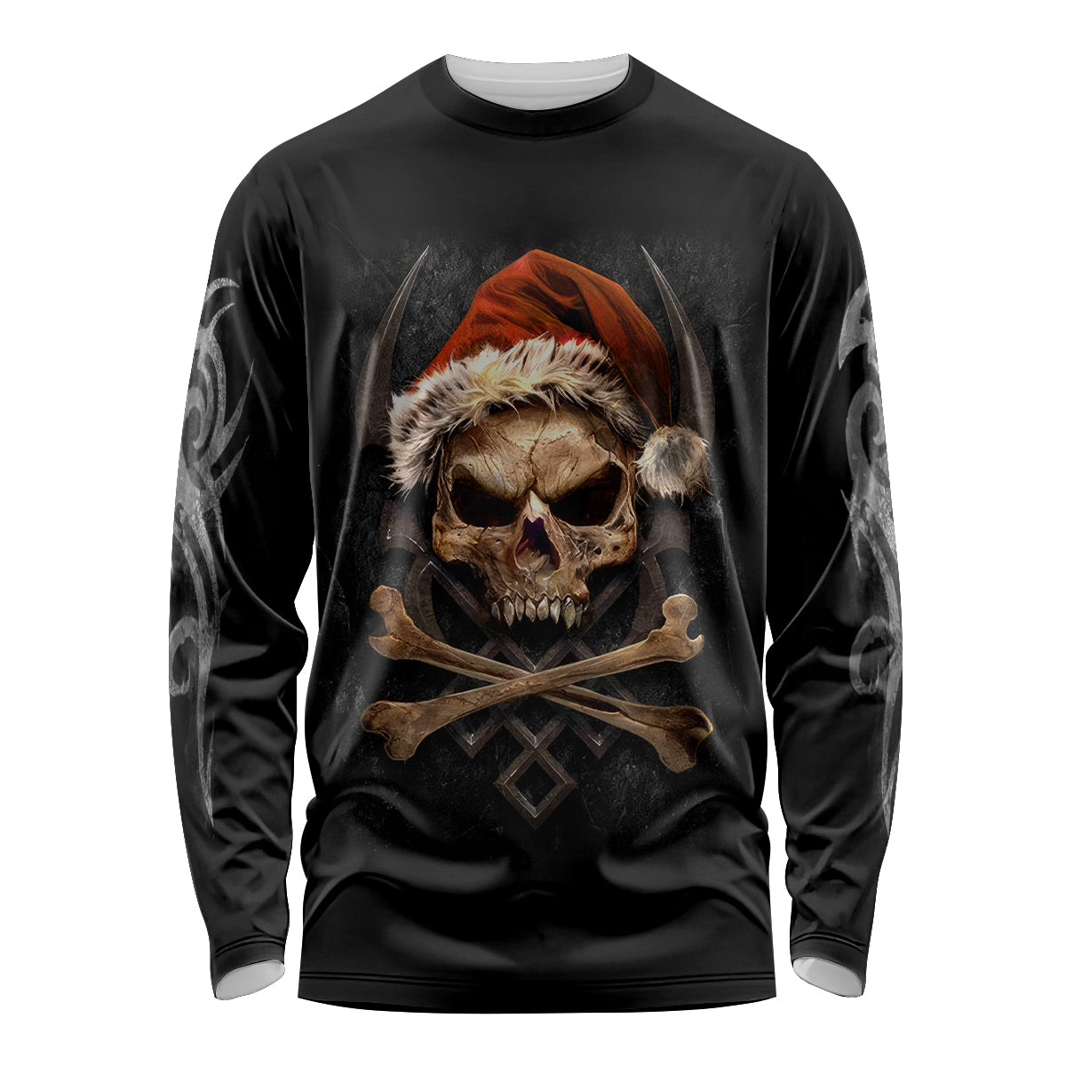 Skeleton Santa Claus Long Sleeve Shirt Scary Skeleton Santa Claus Coming - Wonder Print Shop