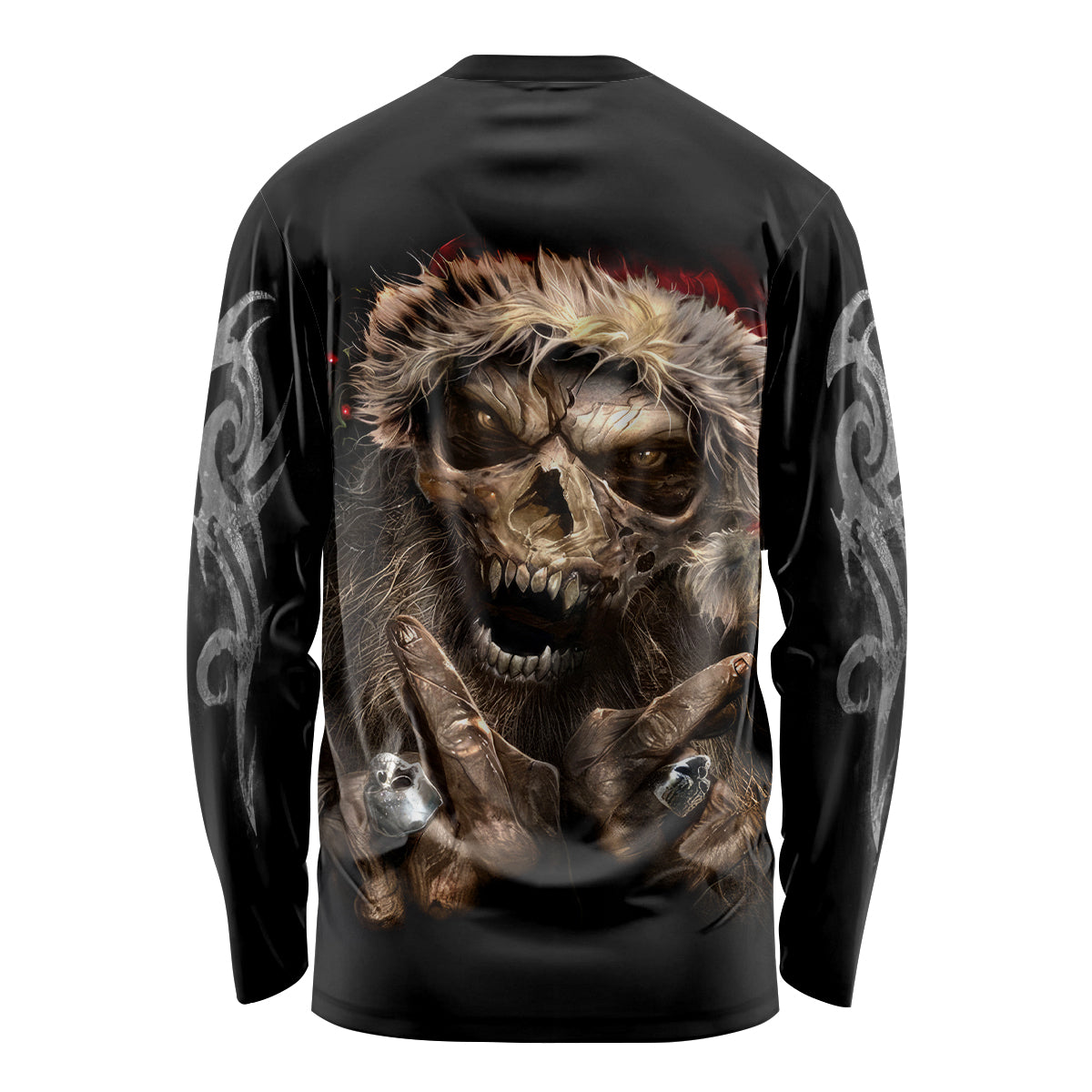 Skeleton Santa Claus Long Sleeve Shirt Scary Skeleton Santa Claus Coming - Wonder Print Shop