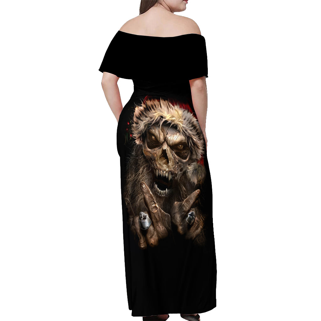 Skeleton Santa Claus Off Shoulder Maxi Dress Scary Skeleton Santa Claus Coming - Wonder Print Shop