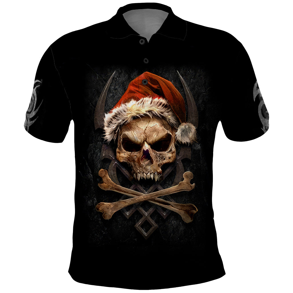 Skeleton Santa Claus Polo Shirt Scary Skeleton Santa Claus Coming - Wonder Print Shop