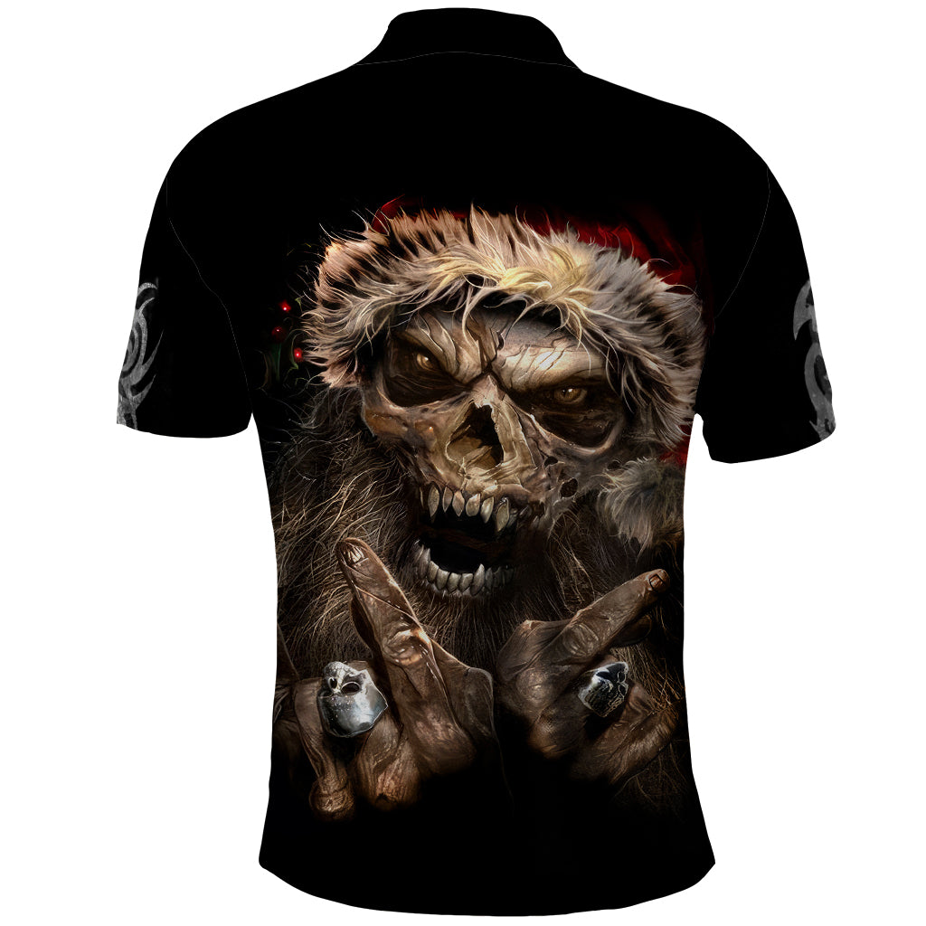 Skeleton Santa Claus Polo Shirt Scary Skeleton Santa Claus Coming - Wonder Print Shop