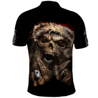 Skeleton Santa Claus Polo Shirt Scary Skeleton Santa Claus Coming - Wonder Print Shop