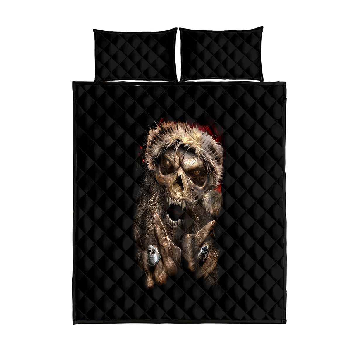 Skeleton Santa Claus Quilt Bed Set Scary Skeleton Santa Claus Coming - Wonder Print Shop