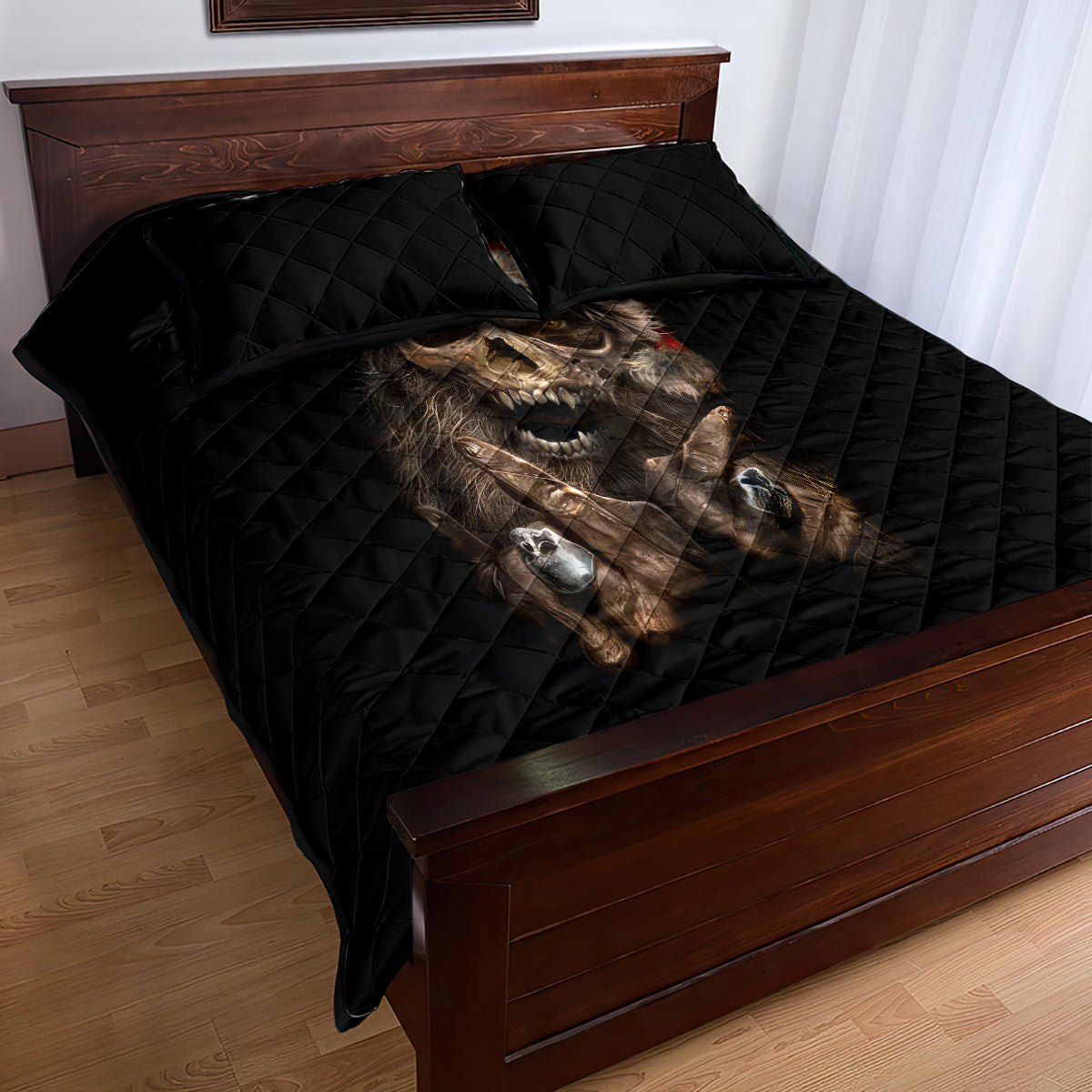 Skeleton Santa Claus Quilt Bed Set Scary Skeleton Santa Claus Coming - Wonder Print Shop