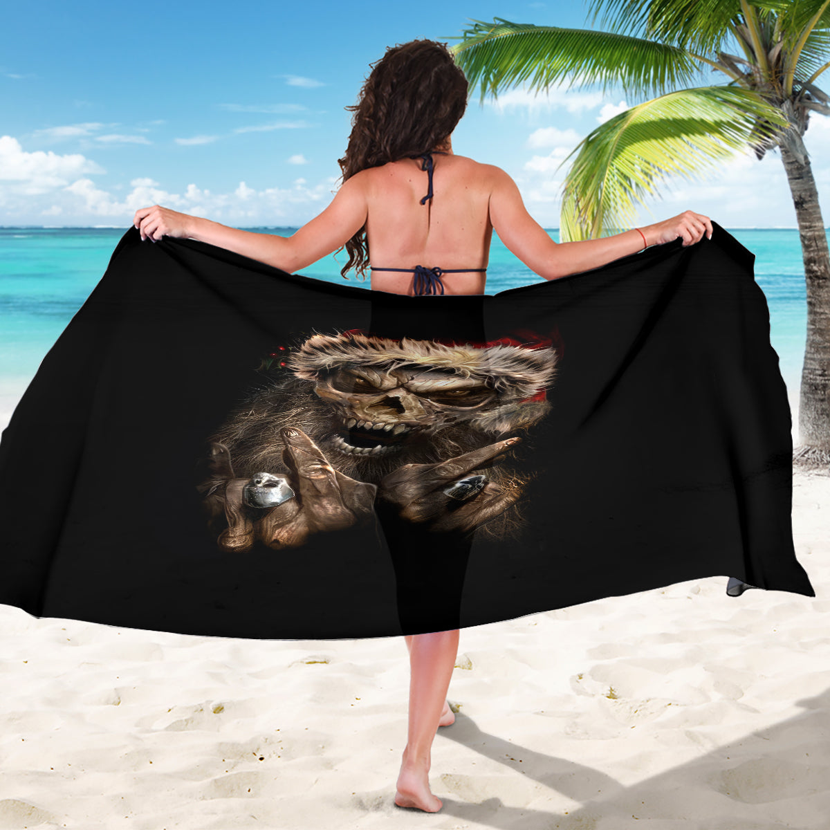 Skeleton Santa Claus Sarong Scary Skeleton Santa Claus Coming - Wonder Print Shop