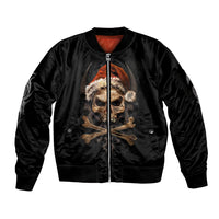Skeleton Santa Claus Sleeve Zip Bomber Jacket Scary Skeleton Santa Claus Coming - Wonder Print Shop