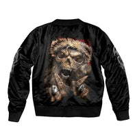 Skeleton Santa Claus Sleeve Zip Bomber Jacket Scary Skeleton Santa Claus Coming - Wonder Print Shop