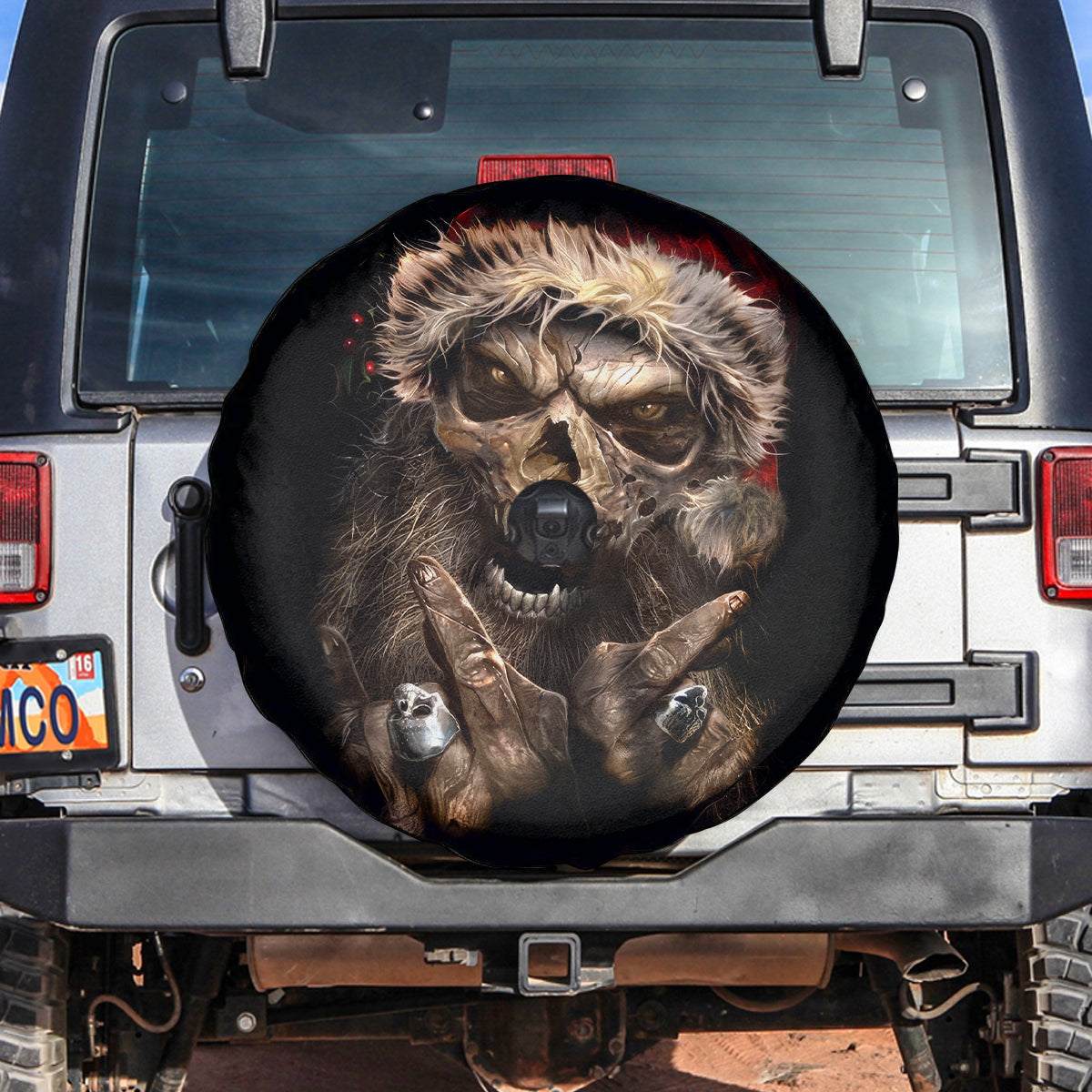 Skeleton Santa Claus Spare Tire Cover Scary Skeleton Santa Claus Coming - Wonder Print Shop
