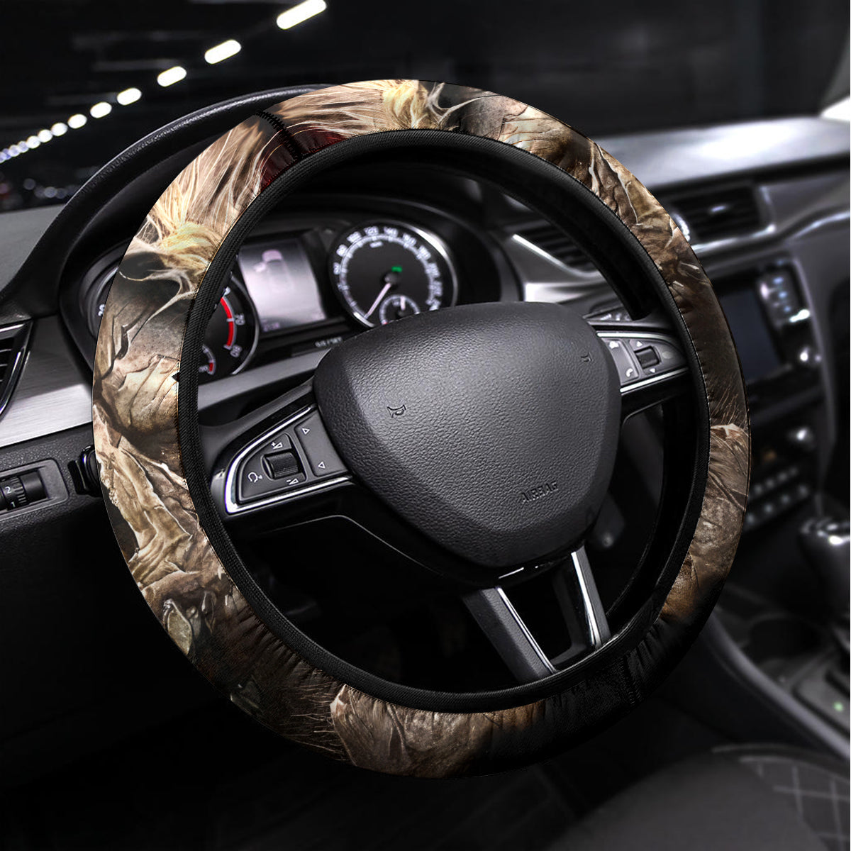 Skeleton Santa Claus Steering Wheel Cover Scary Skeleton Santa Claus Coming - Wonder Print Shop