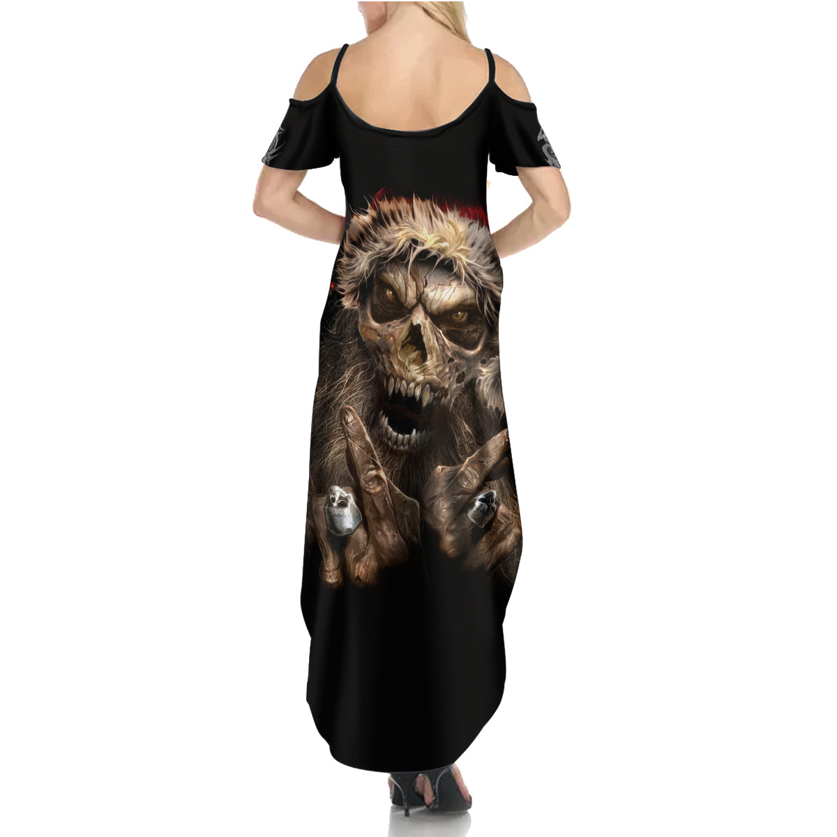 Skeleton Santa Claus Summer Maxi Dress Scary Skeleton Santa Claus Coming - Wonder Print Shop