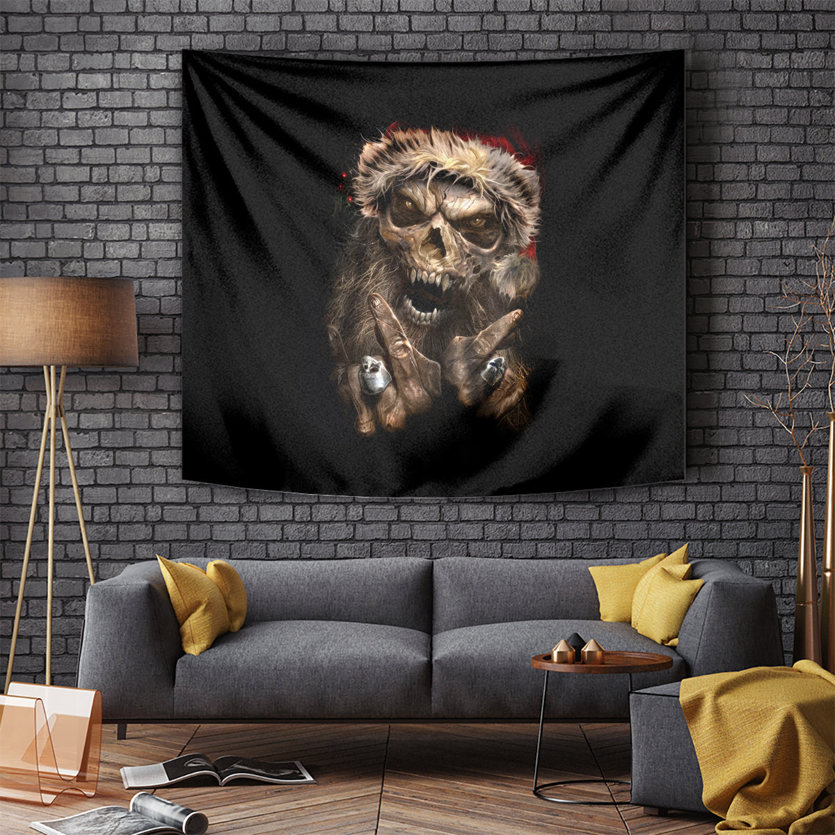Skeleton Santa Claus Tapestry Scary Skeleton Santa Claus Coming - Wonder Print Shop