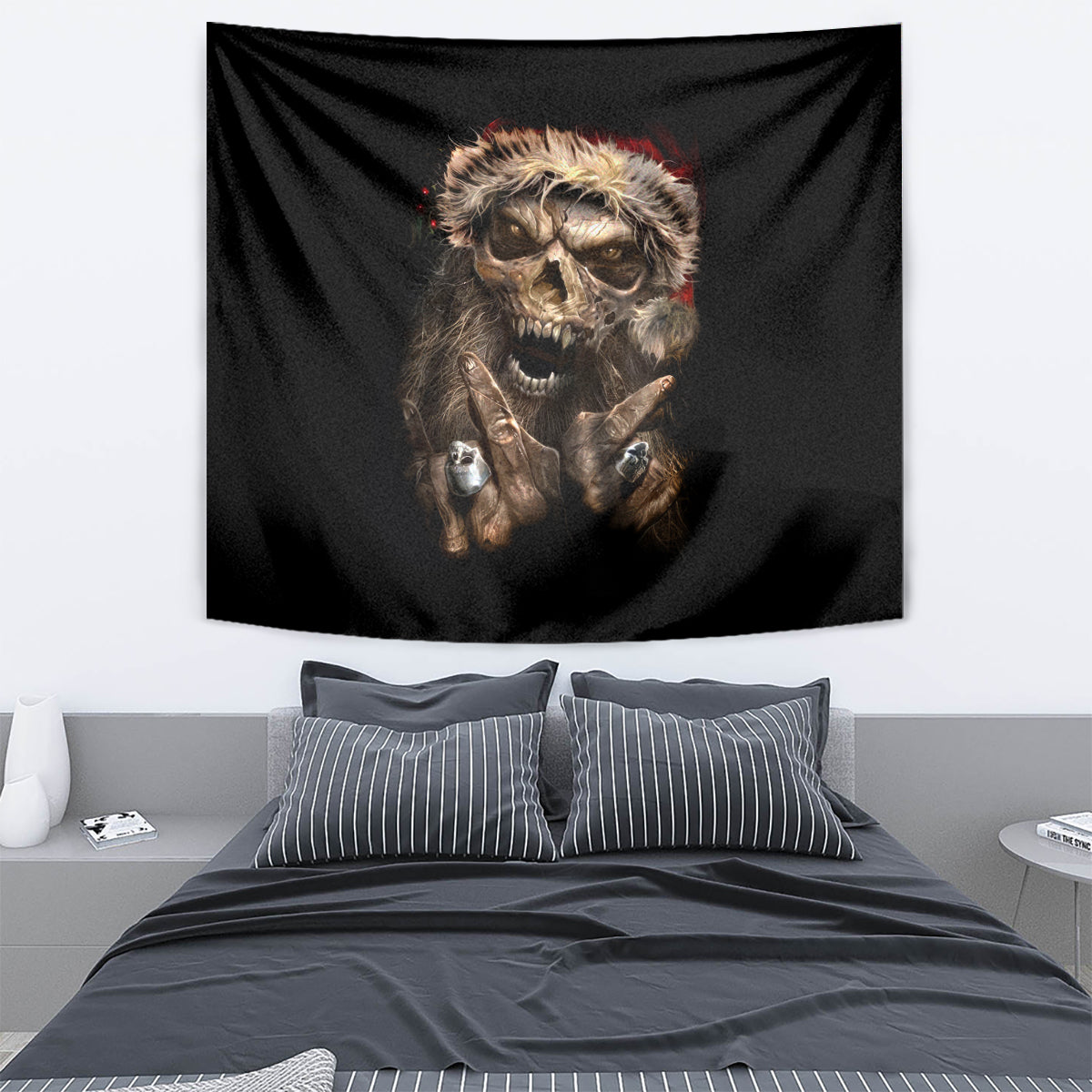 Skeleton Santa Claus Tapestry Scary Skeleton Santa Claus Coming - Wonder Print Shop