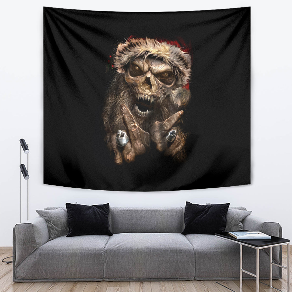 Skeleton Santa Claus Tapestry Scary Skeleton Santa Claus Coming - Wonder Print Shop