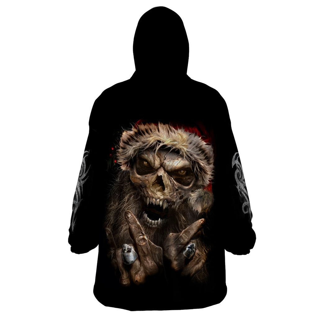 Skeleton Santa Claus Wearable Blanket Hoodie Scary Skeleton Santa Claus Coming - Wonder Print Shop