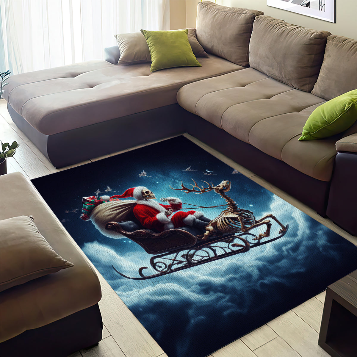Skeleton Santa Claus Area Rug Santa Claus Is Coming To Town - Wonder Print Shop