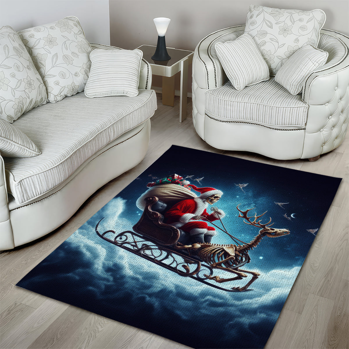 Skeleton Santa Claus Area Rug Santa Claus Is Coming To Town - Wonder Print Shop