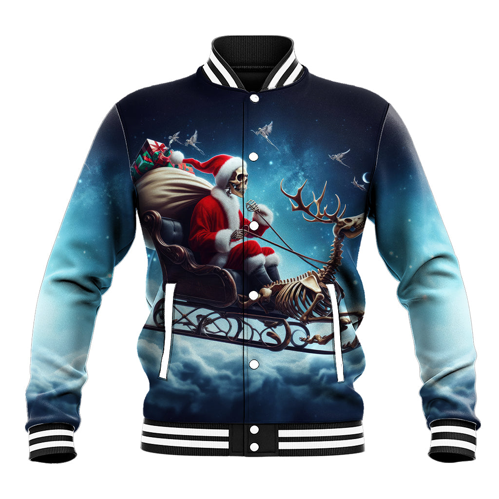Skeleton Santa Claus Baseball Jacket Santa Claus Is Coming To Town - Wonder Print Shop