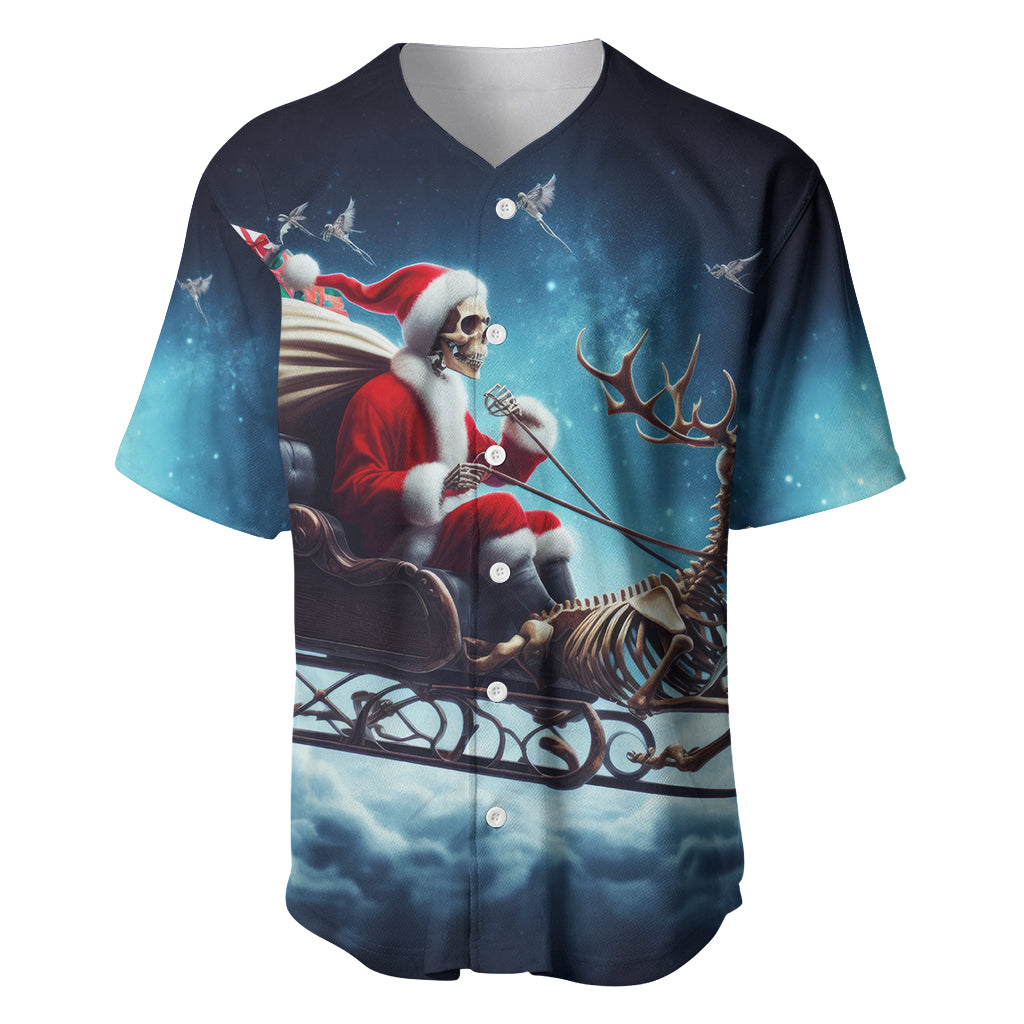 Skeleton Santa Claus Baseball Jersey Santa Claus Is Coming To Town - Wonder Print Shop
