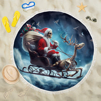 Skeleton Santa Claus Beach Blanket Santa Claus Is Coming To Town - Wonder Print Shop