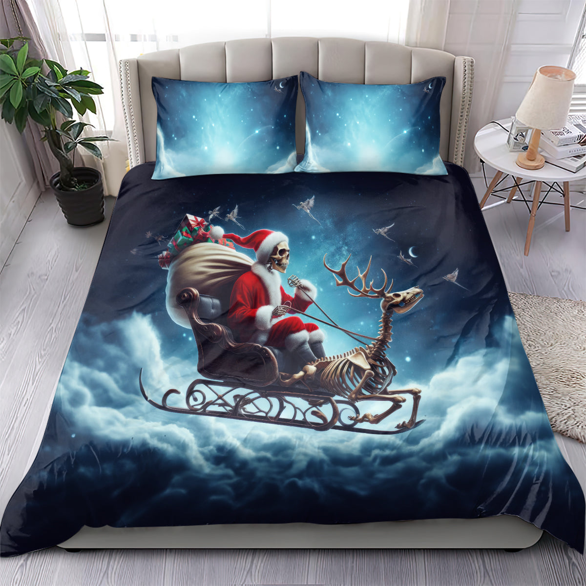 Skeleton Santa Claus Bedding Set Santa Claus Is Coming To Town - Wonder Print Shop