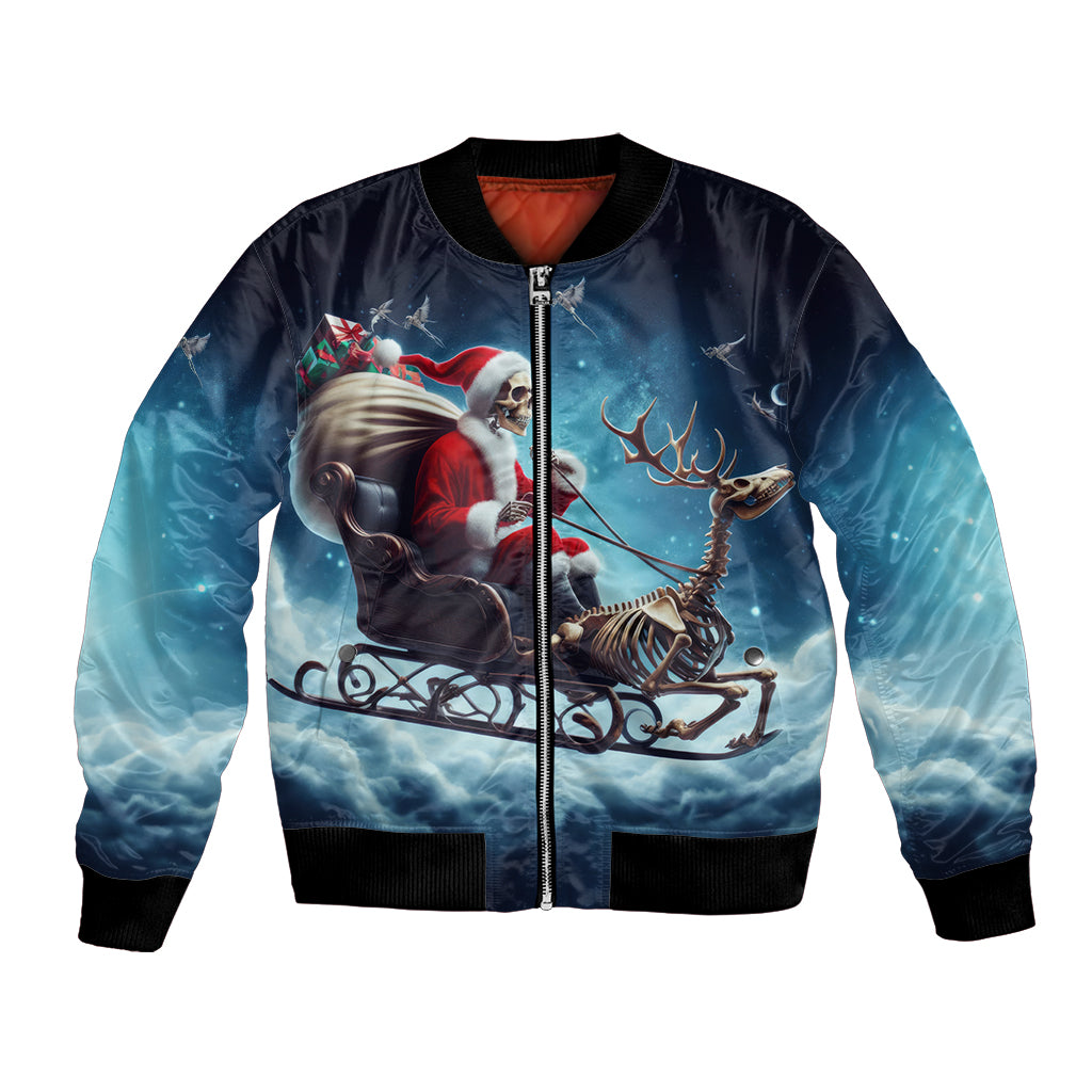 Skeleton Santa Claus Bomber Jacket Santa Claus Is Coming To Town - Wonder Print Shop