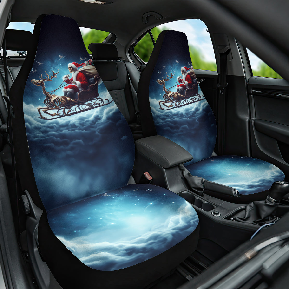 Skeleton Santa Claus Car Seat Cover Santa Claus Is Coming To Town - Wonder Print Shop