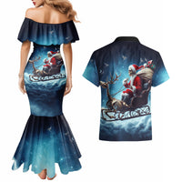 Skeleton Santa Claus Couples Matching Mermaid Dress and Hawaiian Shirt Santa Claus Is Coming To Town - Wonder Print Shop
