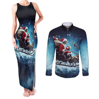 Skeleton Santa Claus Couples Matching Tank Maxi Dress and Long Sleeve Button Shirt Santa Claus Is Coming To Town - Wonder Print Shop