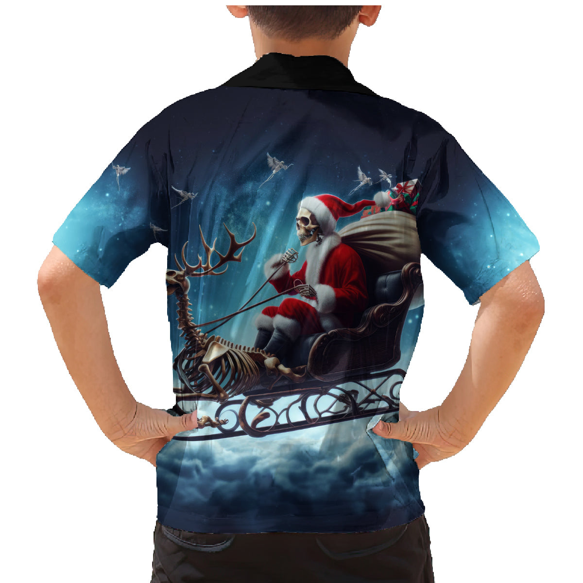 Skeleton Santa Claus Family Matching Mermaid Dress and Hawaiian Shirt Santa Claus Is Coming To Town - Wonder Print Shop