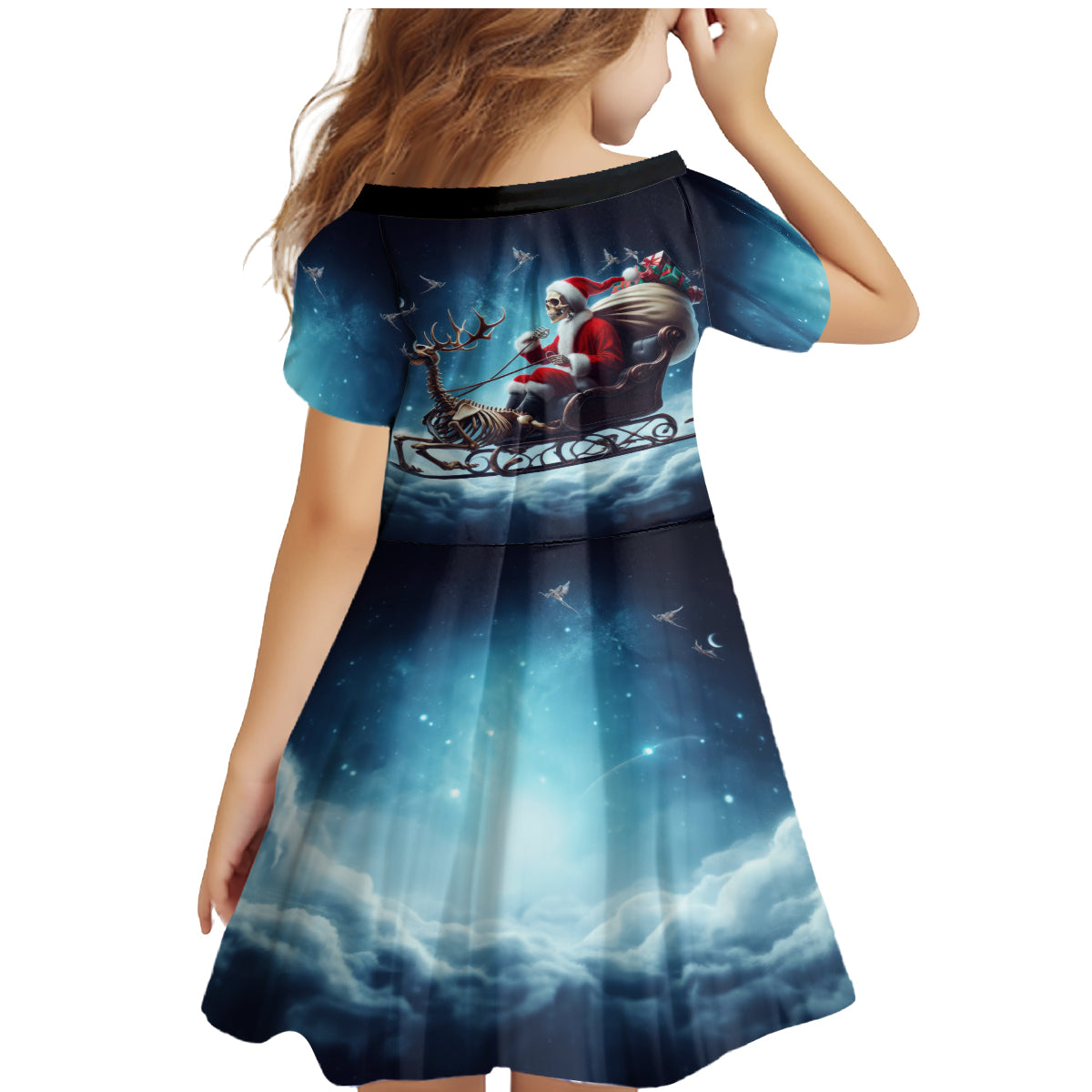 Skeleton Santa Claus Family Matching Mermaid Dress and Hawaiian Shirt Santa Claus Is Coming To Town - Wonder Print Shop