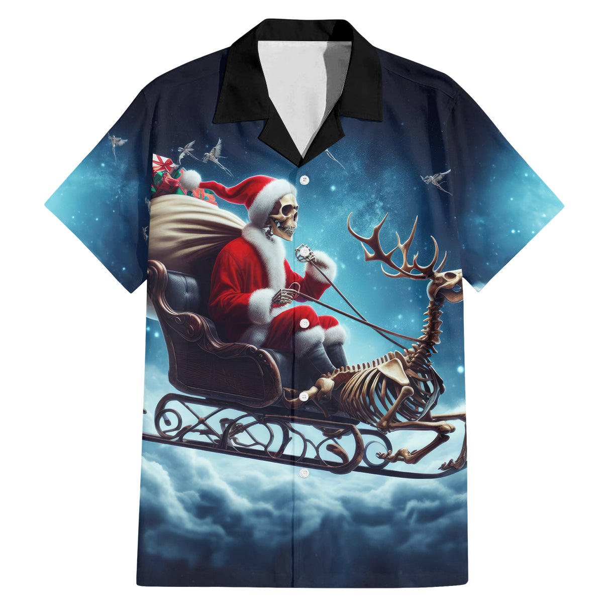 Skeleton Santa Claus Family Matching Mermaid Dress and Hawaiian Shirt Santa Claus Is Coming To Town - Wonder Print Shop