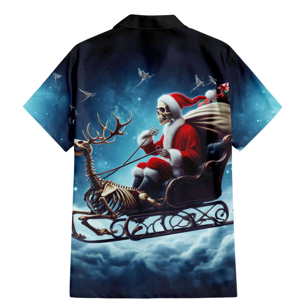 Skeleton Santa Claus Family Matching Mermaid Dress and Hawaiian Shirt Santa Claus Is Coming To Town - Wonder Print Shop