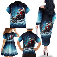 Skeleton Santa Claus Family Matching Off Shoulder Long Sleeve Dress and Hawaiian Shirt Santa Claus Is Coming To Town - Wonder Print Shop