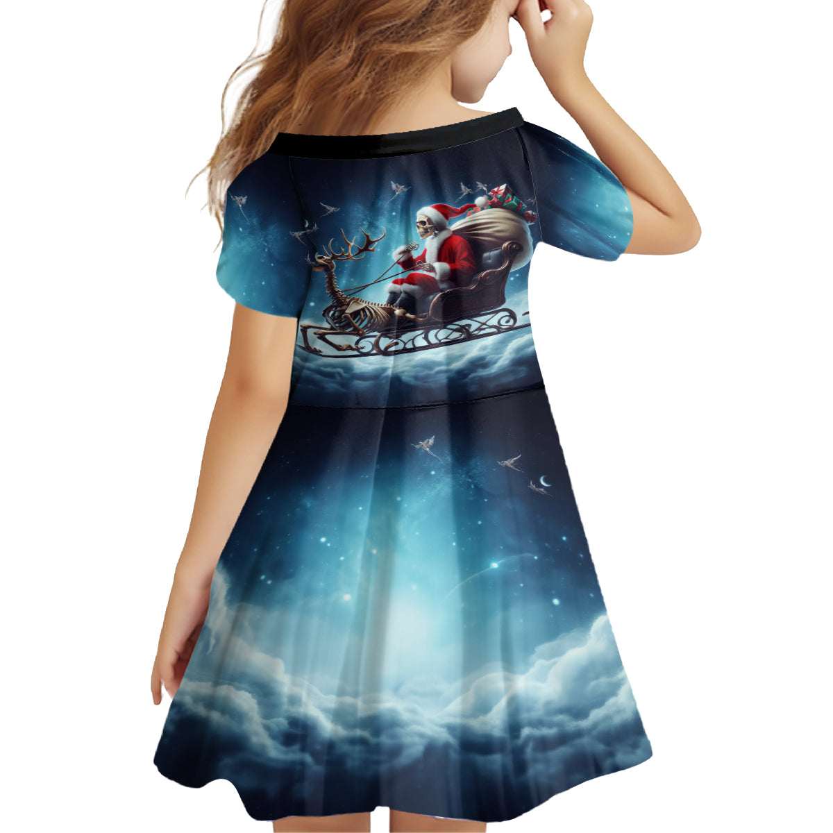 Skeleton Santa Claus Family Matching Summer Maxi Dress and Hawaiian Shirt Santa Claus Is Coming To Town - Wonder Print Shop