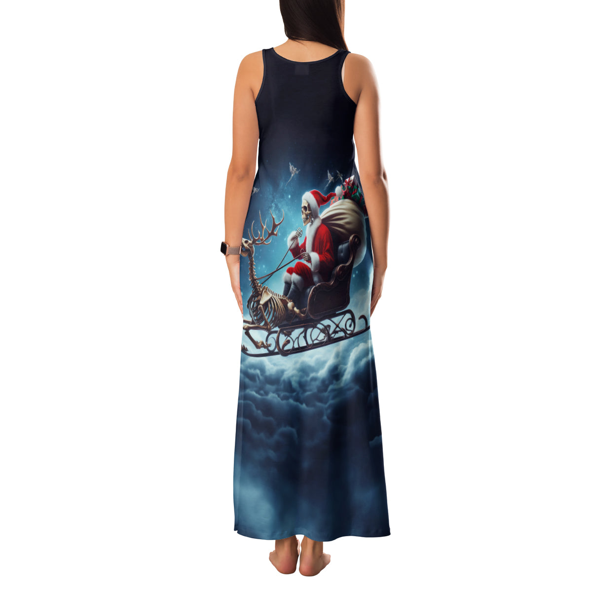 Skeleton Santa Claus Family Matching Tank Maxi Dress and Hawaiian Shirt Santa Claus Is Coming To Town - Wonder Print Shop