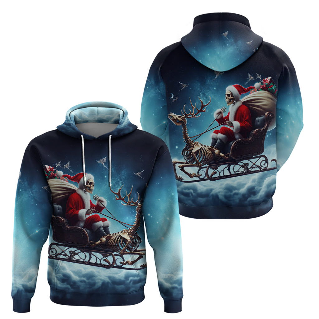 Skeleton Santa Claus Hoodie Santa Claus Is Coming To Town - Wonder Print Shop