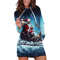 Skeleton Santa Claus Hoodie Dress Santa Claus Is Coming To Town - Wonder Print Shop