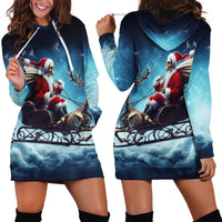 Skeleton Santa Claus Hoodie Dress Santa Claus Is Coming To Town - Wonder Print Shop
