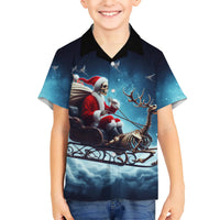 Skeleton Santa Claus Kid Hawaiian Shirt Santa Claus Is Coming To Town - Wonder Print Shop