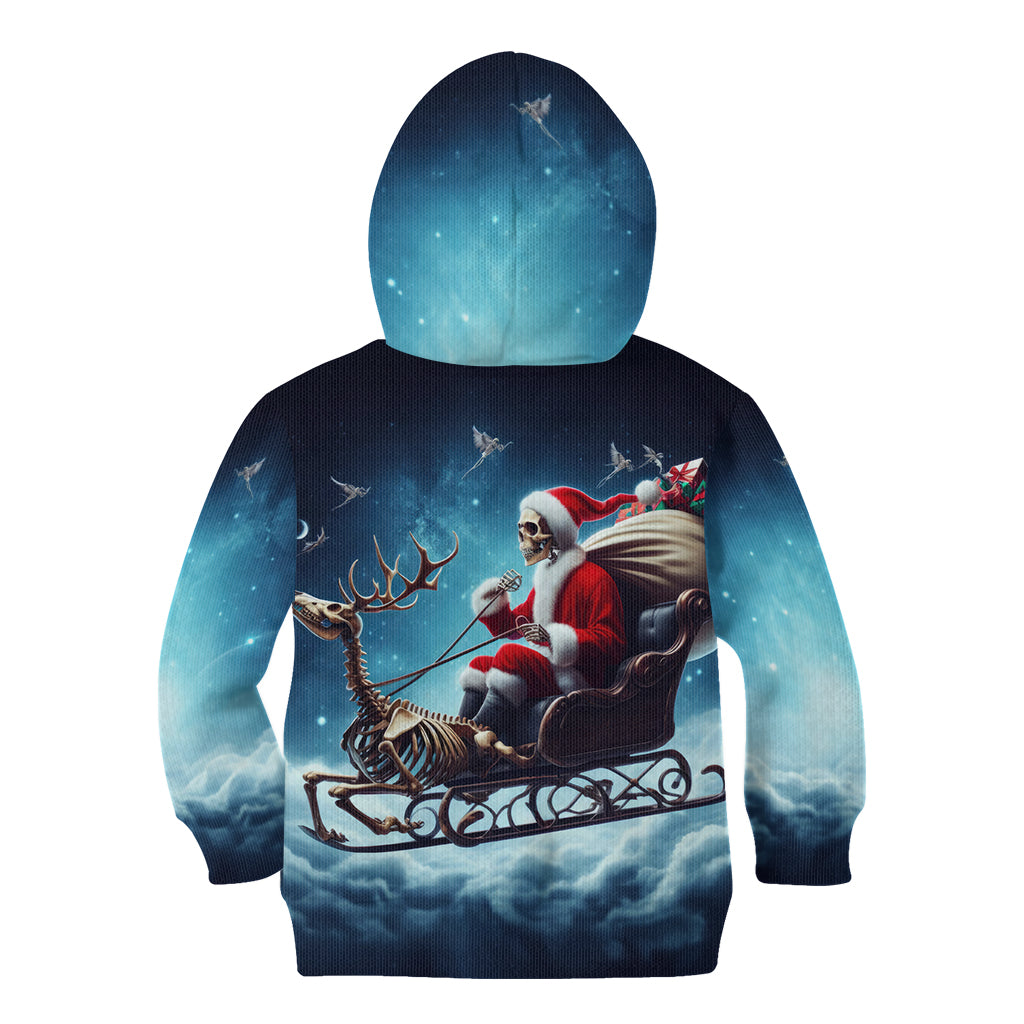 Skeleton Santa Claus Kid Hoodie Santa Claus Is Coming To Town - Wonder Print Shop