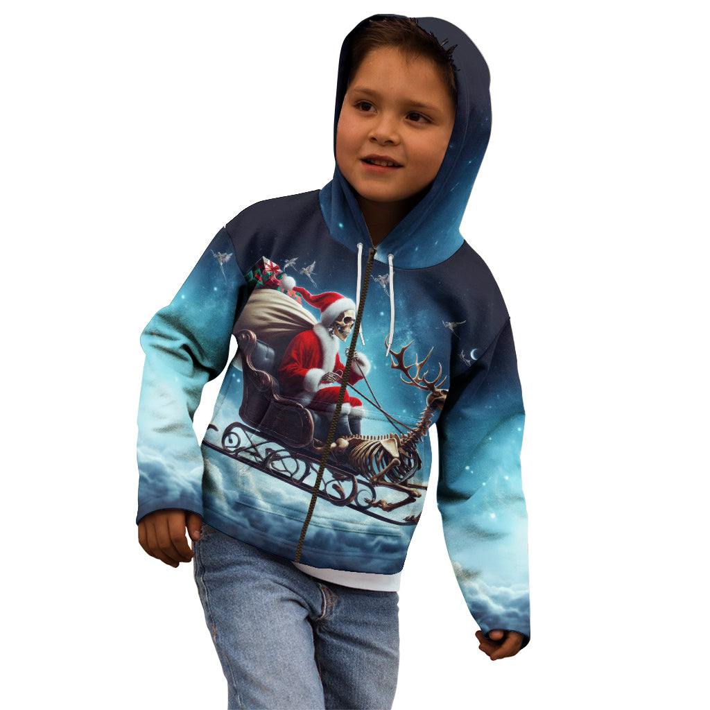 Skeleton Santa Claus Kid Hoodie Santa Claus Is Coming To Town - Wonder Print Shop
